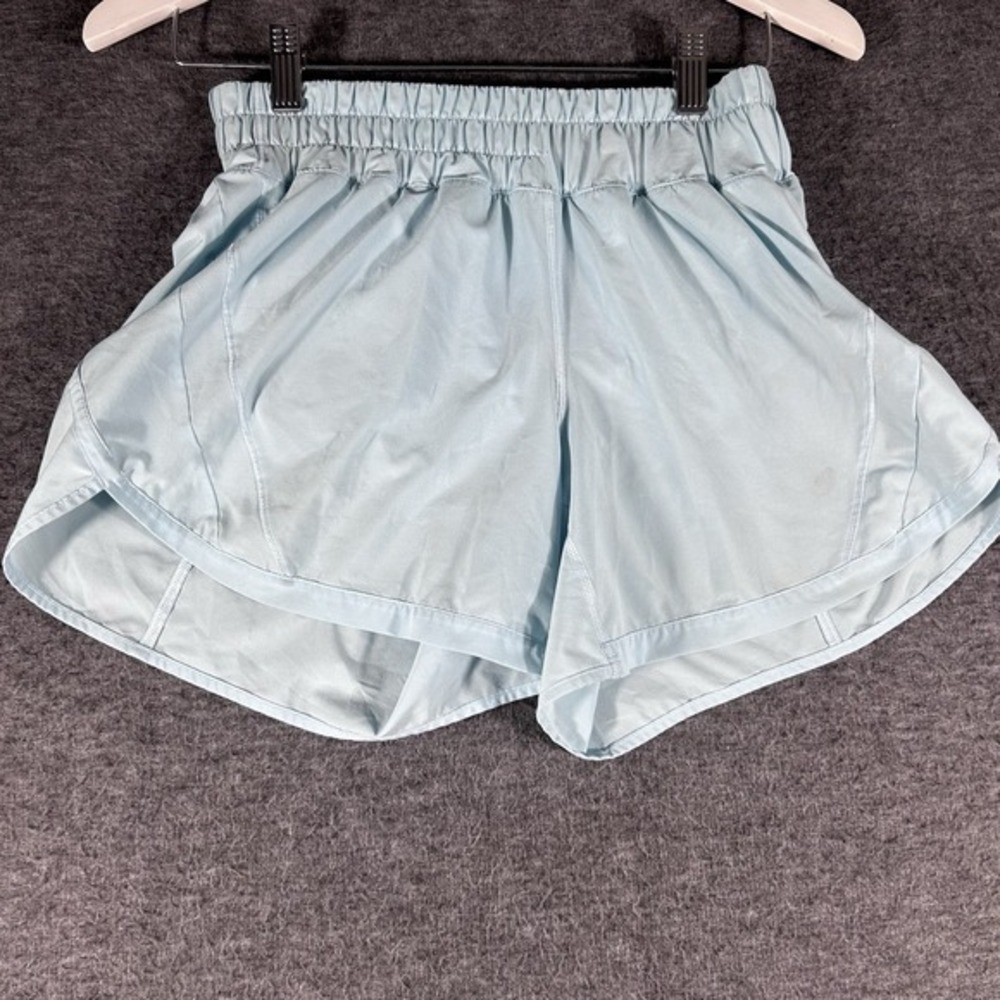 Lululemon Track‎ That High Rise Lined Shorts Light Blue Size 6 Performance